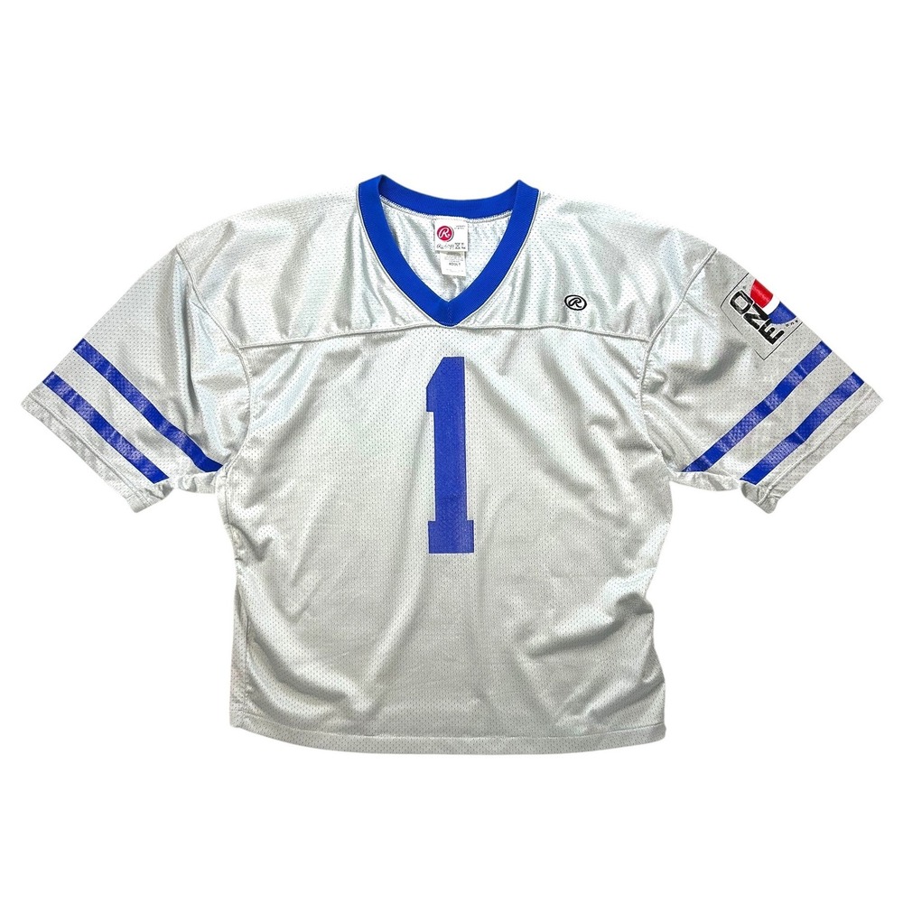 Vintage Rawlings Pepsi One Mesh Football Jersey Mens XL Silver Blue Made in USA